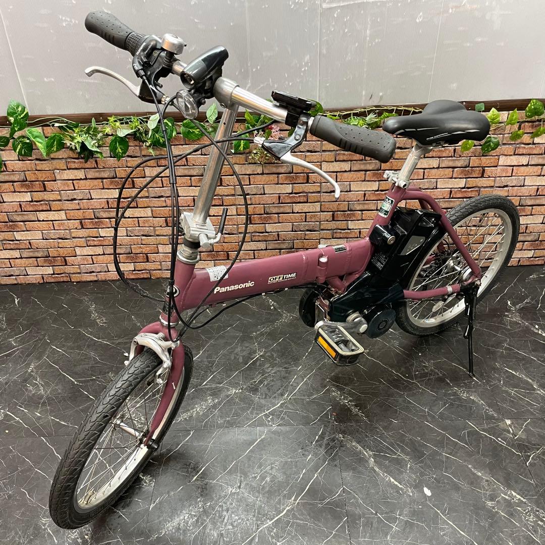 【14】折りたたみ電動自転車Panasonic OFF TIME ワインレッド