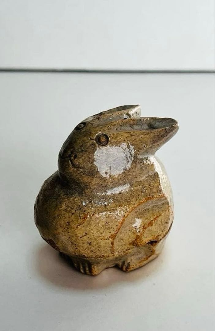 新品未使用　萩焼　香合　兎　二重箱