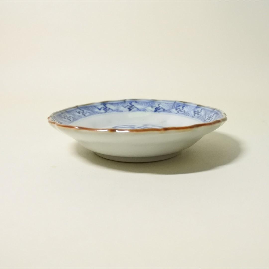 江戸中期～後期　伊万里　染付　鯉　荒磯　小皿　２枚組　骨董品　アンティーク c