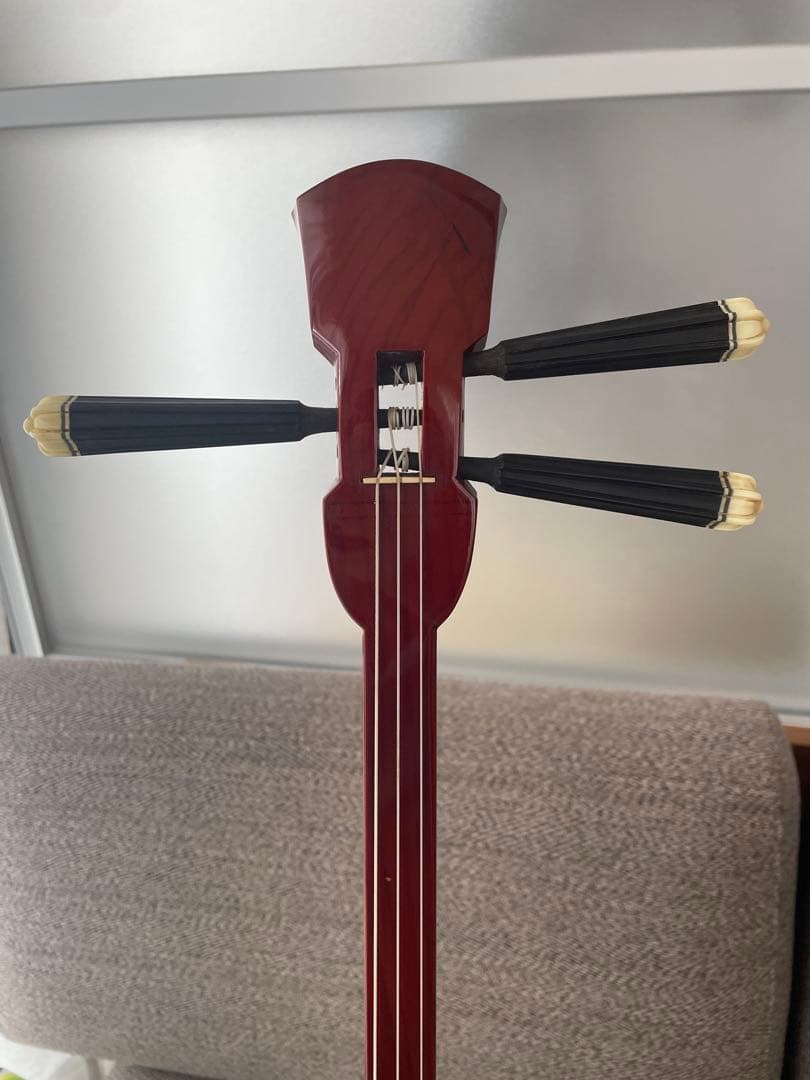 沖縄三線 本革強化張り 赤スンチー塗り