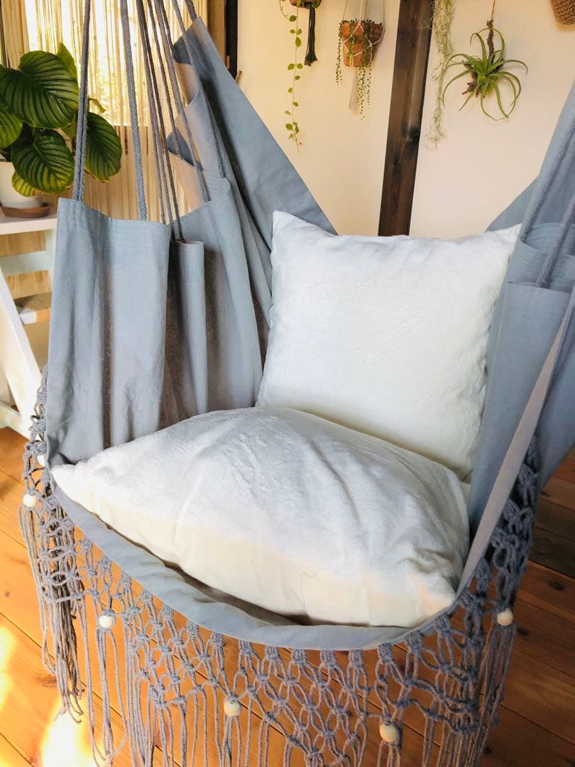 ハンモック　チェアー型　マクラメ　グレー