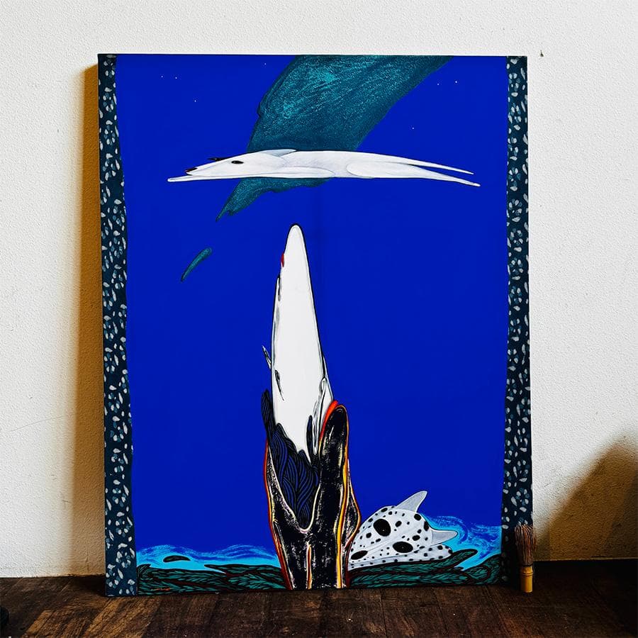 安達博文 画 2003年作 たおやかに 40号 額寸縦111cm✖️92.５cm