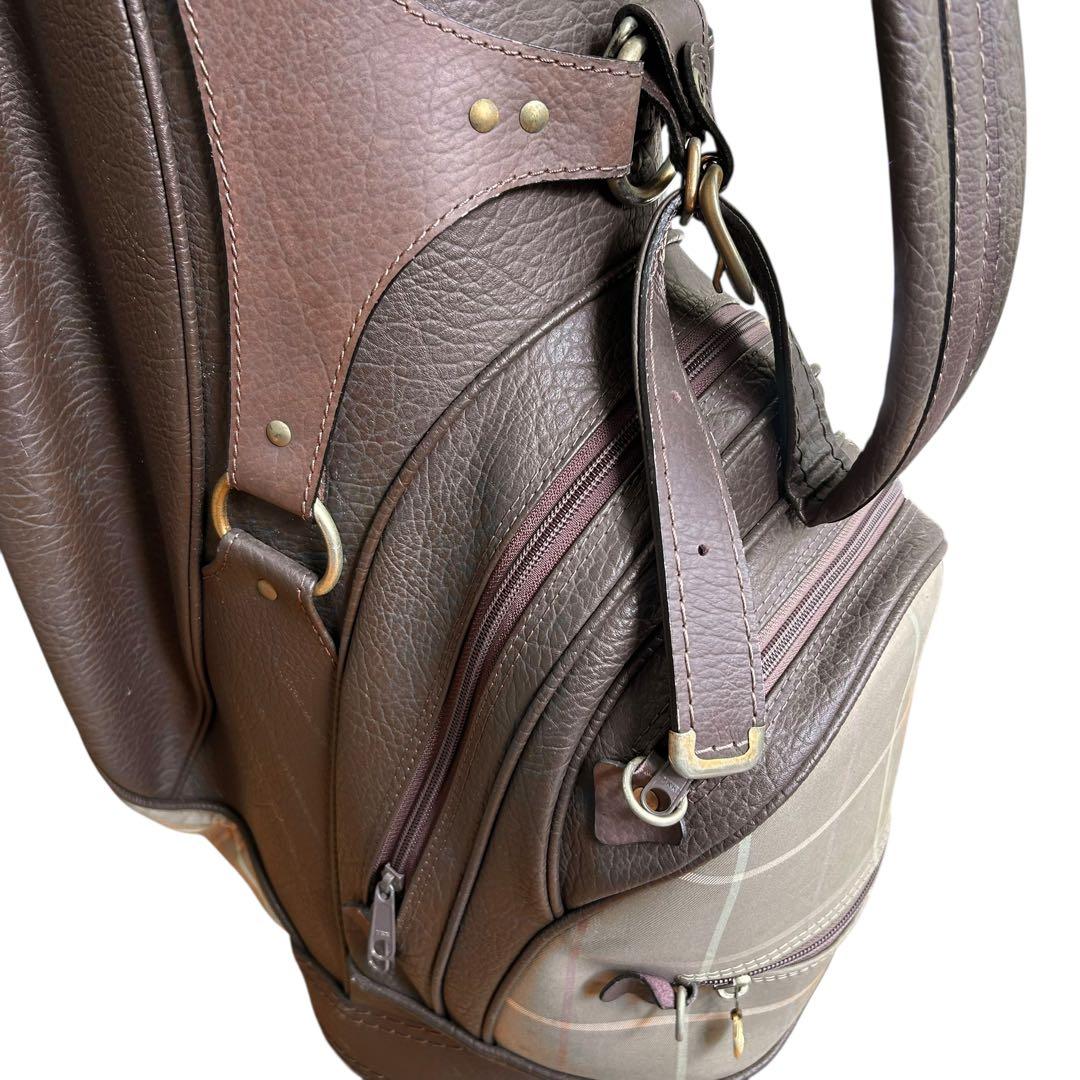 BURBERRY　バーバリー　キャディバッグ　ゴルフバッグ　チェック柄　レザー