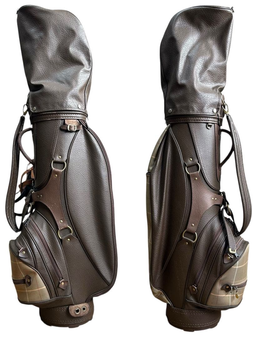BURBERRY　バーバリー　キャディバッグ　ゴルフバッグ　チェック柄　レザー