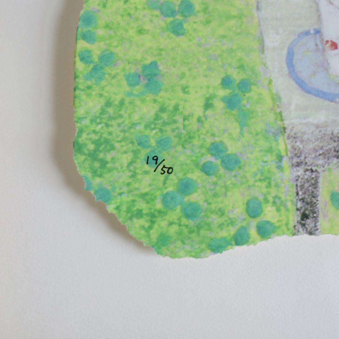 野地美樹子　版画　『春の歌』　猫