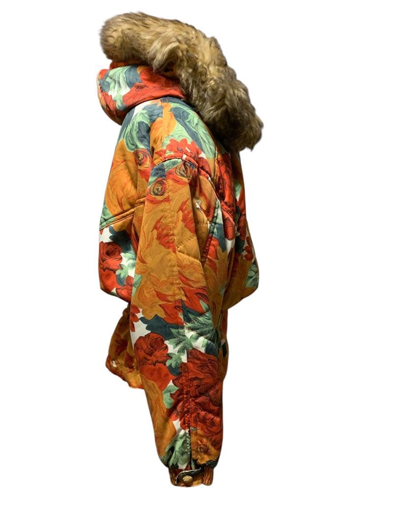 KENSHO ABE フラワーパターン スポーツウェア ファー付き中綿ブルゾン