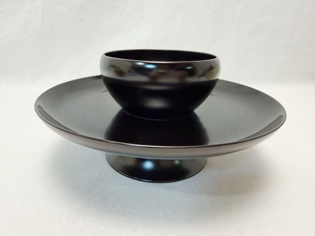 ほぼ未使用 茶道具 木製黒真塗 天目台 茶道具 欅 貴人台 2点 セット 元箱