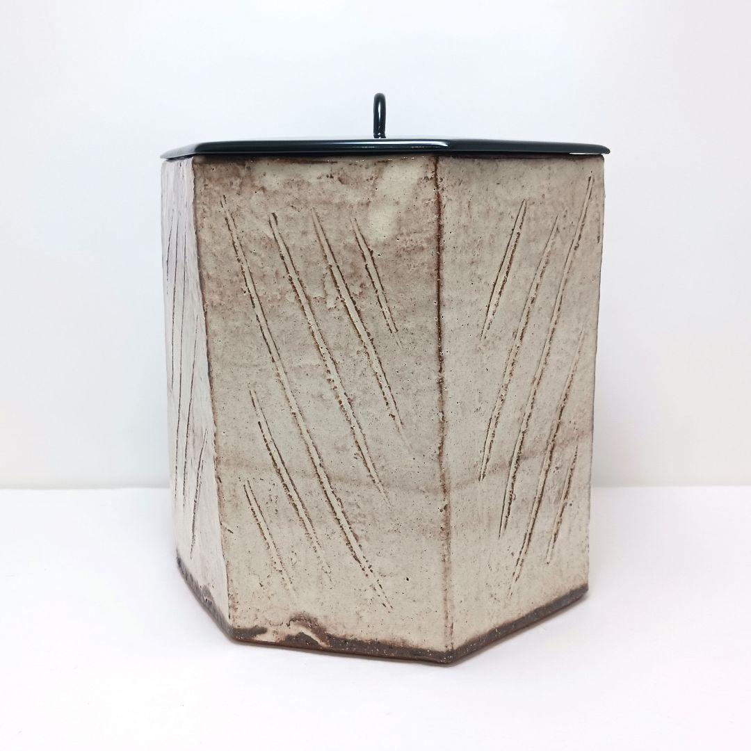 Y2718-1 茶道具 萩焼 大野瑞峰 七角水指 共箱　#5