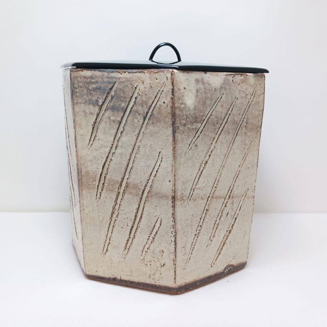 Y2718-1 茶道具 萩焼 大野瑞峰 七角水指 共箱　#5