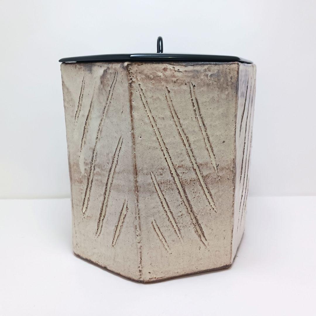 Y2718-1 茶道具 萩焼 大野瑞峰 七角水指 共箱　#5