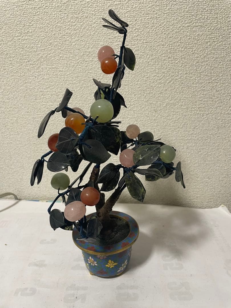 中国美術 盆栽　七宝焼　玉石　瑪瑙　翡翠 彫刻　置物