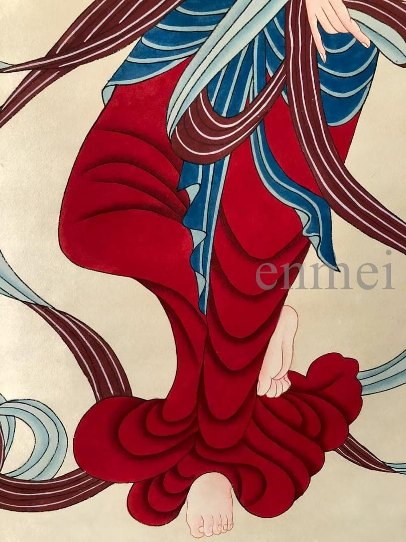 中国古美術・張大千款・飛天人物画・掛軸・純手描き・文房置物・水墨画・書道品・宣紙