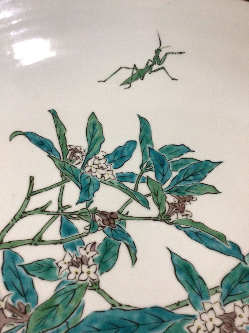 カマキリ図案　珍しい柄　共箱付き