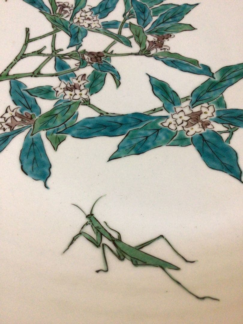 カマキリ図案　珍しい柄　共箱付き