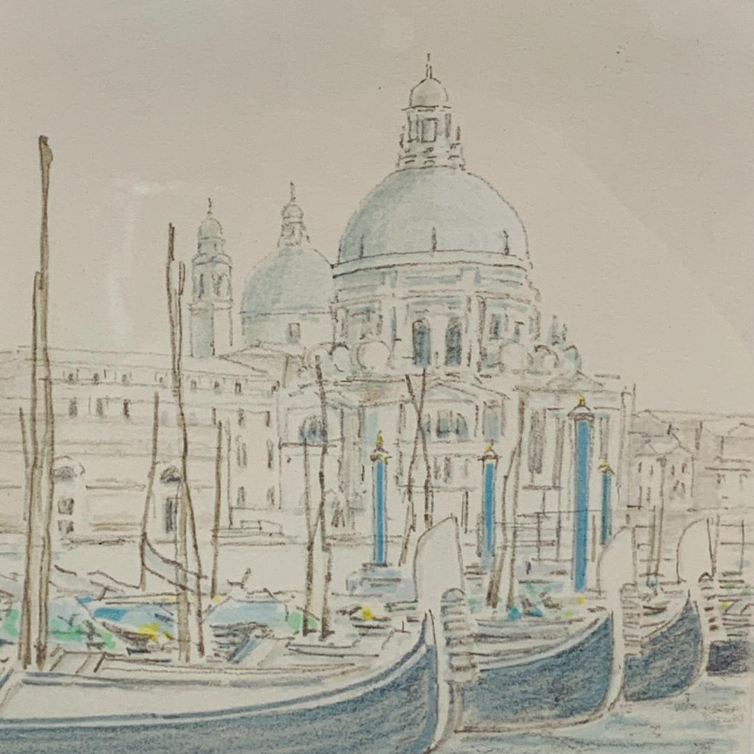 真作保証 松浦安弘 『カナルグランデ』 リトグラフ サイン入 限定 額装 ガラス