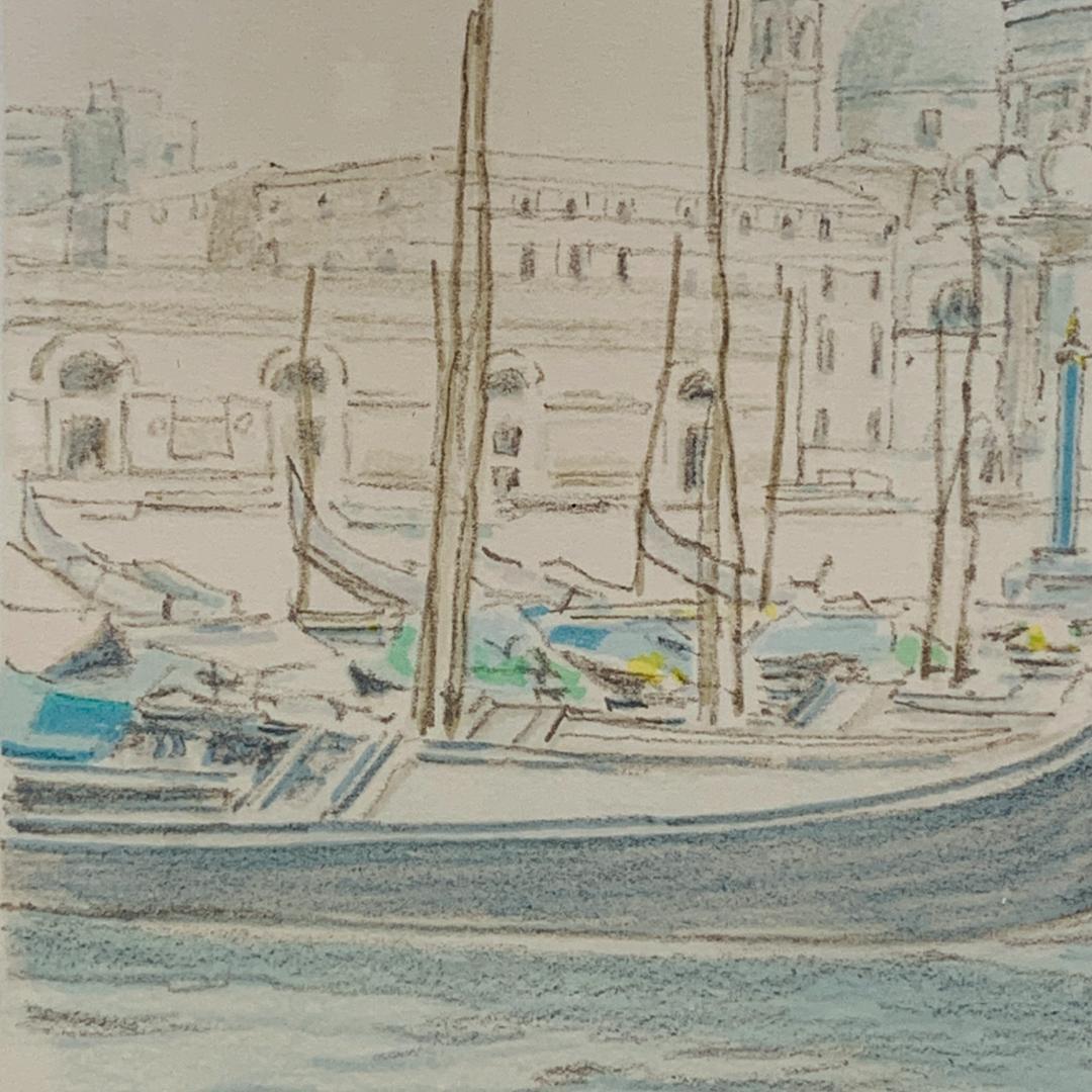 真作保証 松浦安弘 『カナルグランデ』 リトグラフ サイン入 限定 額装 ガラス