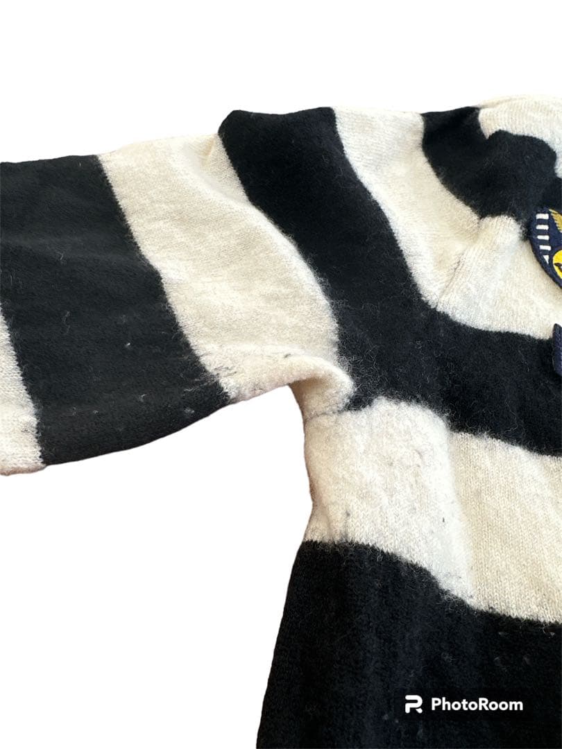 パーリーゲイツセーター ボーダー柄ワッペン 羊毛、カシミヤ ０サイズ