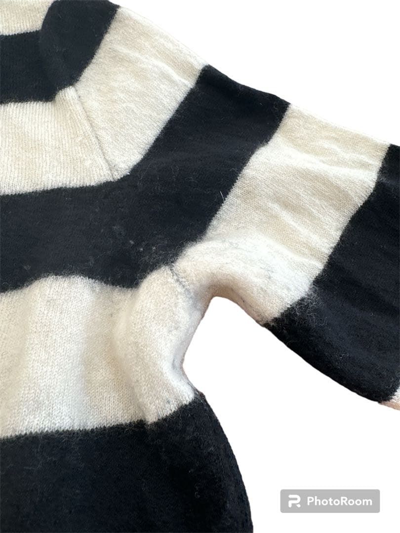 パーリーゲイツセーター ボーダー柄ワッペン 羊毛、カシミヤ ０サイズ