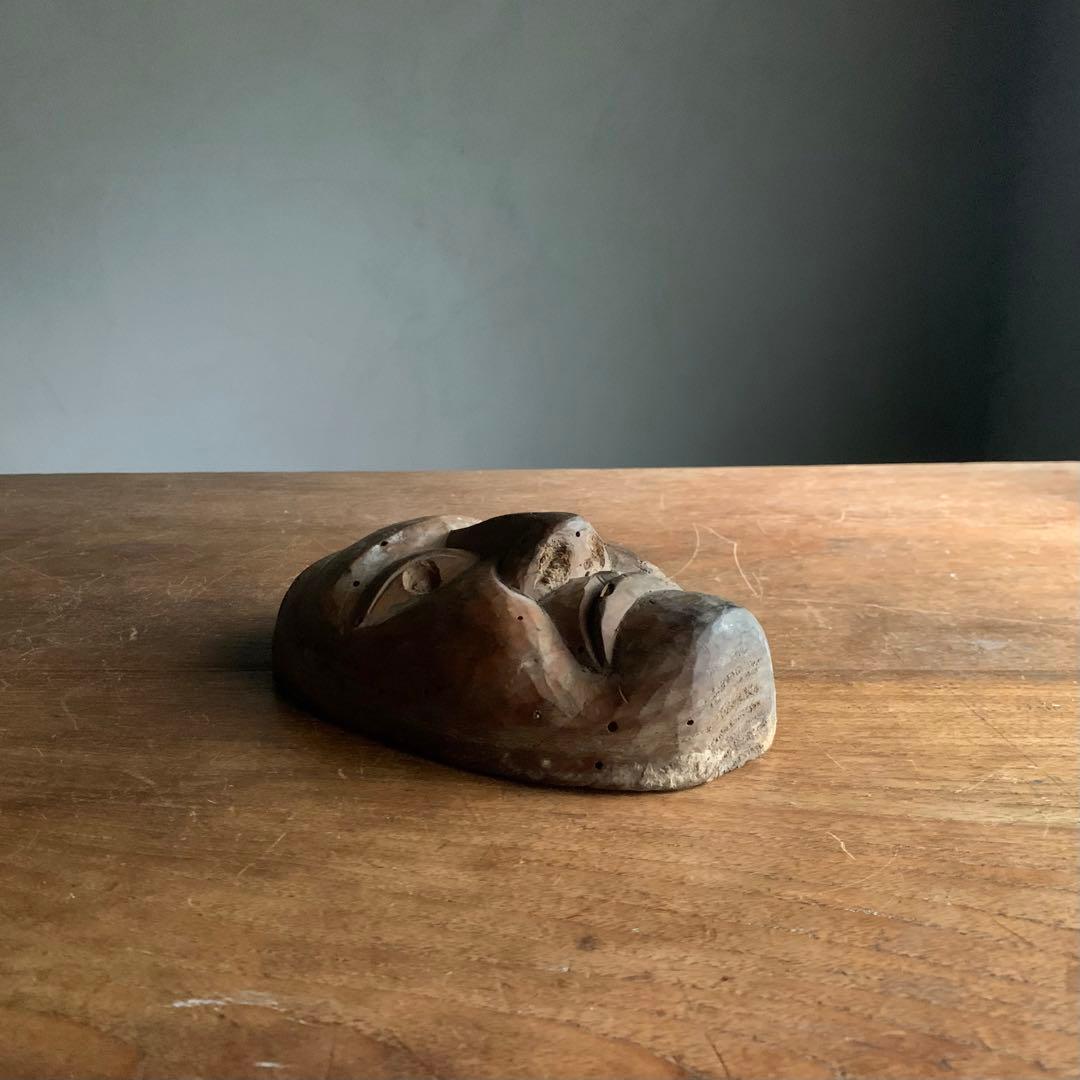 木彫 面型 ？ 古道具 木彫面 アンティーク 古美術 オブジェ