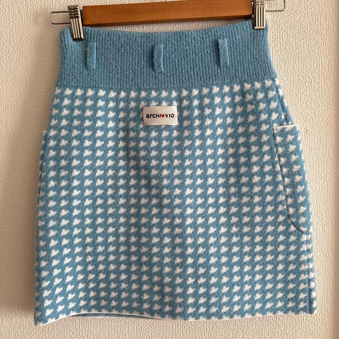 新品タグ付きarchivio 水色 スカート 36 ニット　アルチビオ　ゴルフ