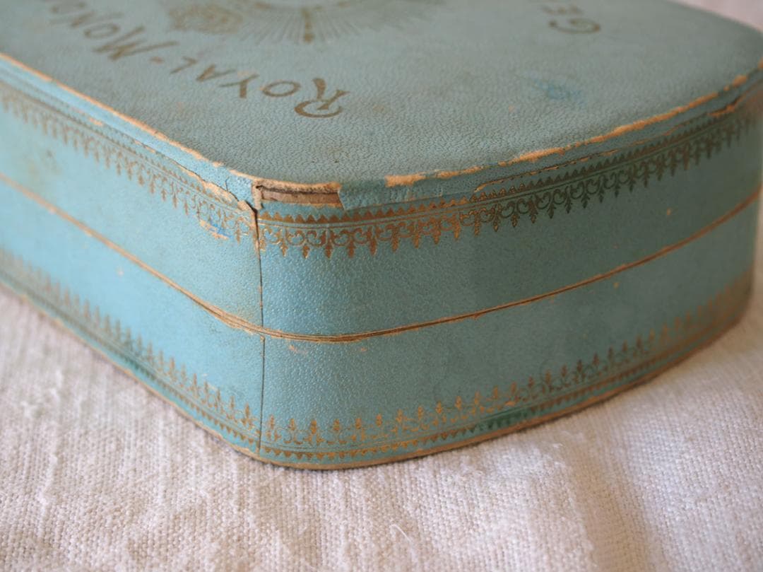 フルール・ド・リス 古い紙箱 19世紀 パリ 小物入れ カルトナージ/K384