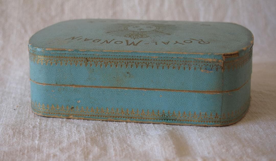 フルール・ド・リス 古い紙箱 19世紀 パリ 小物入れ カルトナージ/K384