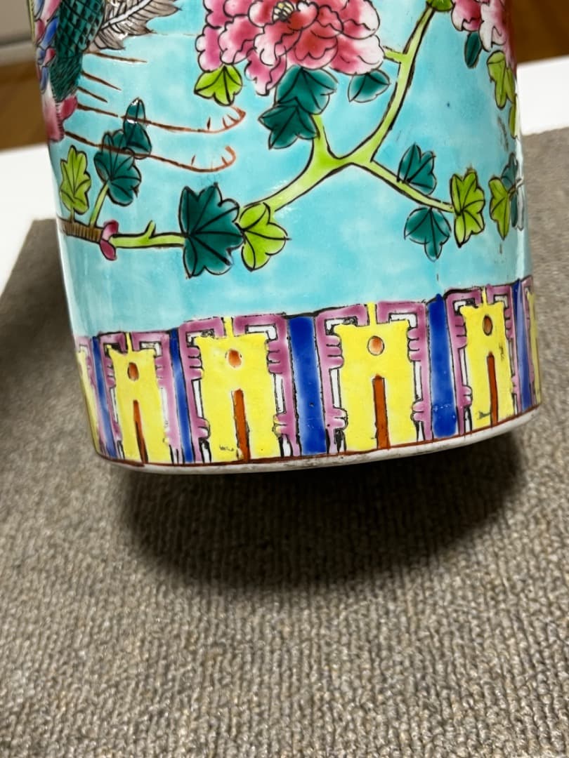 中国美術 大清同治年製 帽筒陶器 龍鳳呈祥 年代品 骨董