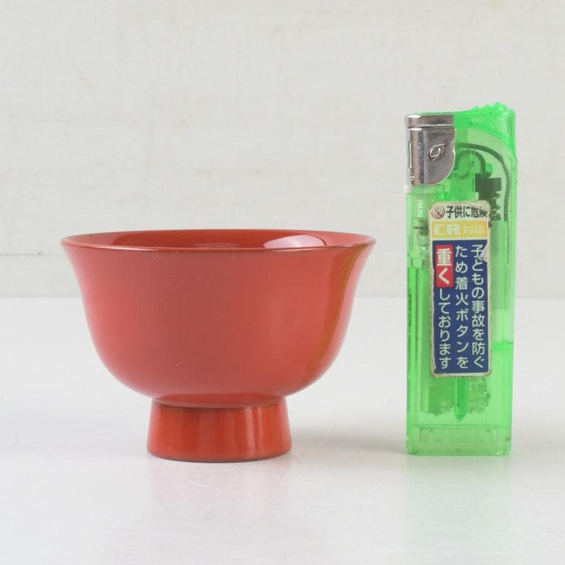 和食器　茶懐石　輪島塗　輪島屋本店謹製　朱塗魚蒔絵　盃　五客　共箱　V　9712