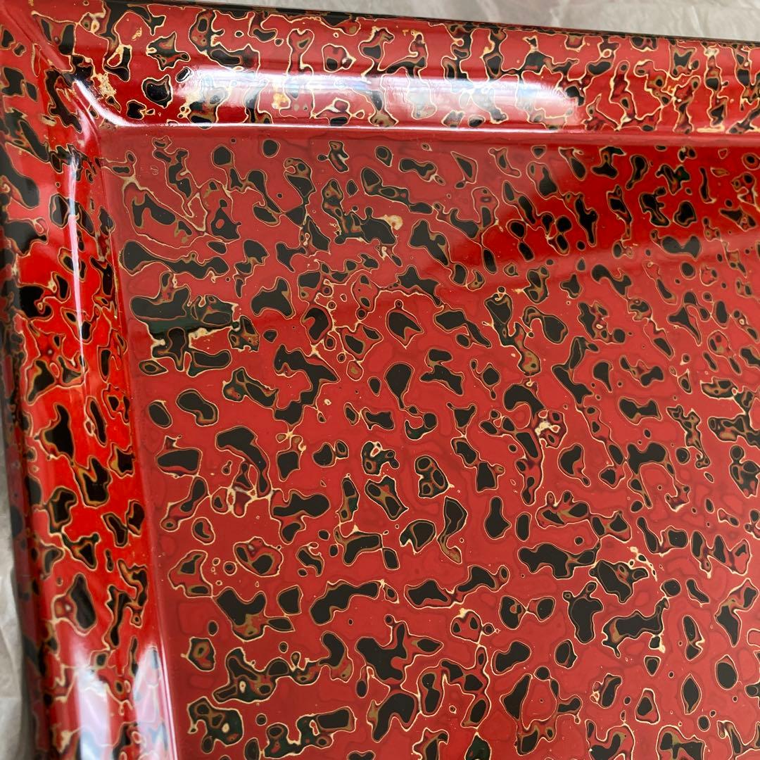 お盆　津軽塗　長手盆　角盆　トレイ　 唐塗 赤　キッチン雑貨　初節句　ひなまつり