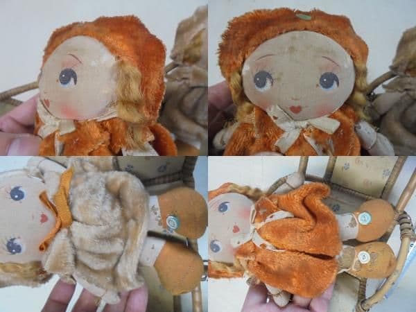 AKa6891　シーソー椅子？付　古い人形セット　当時物