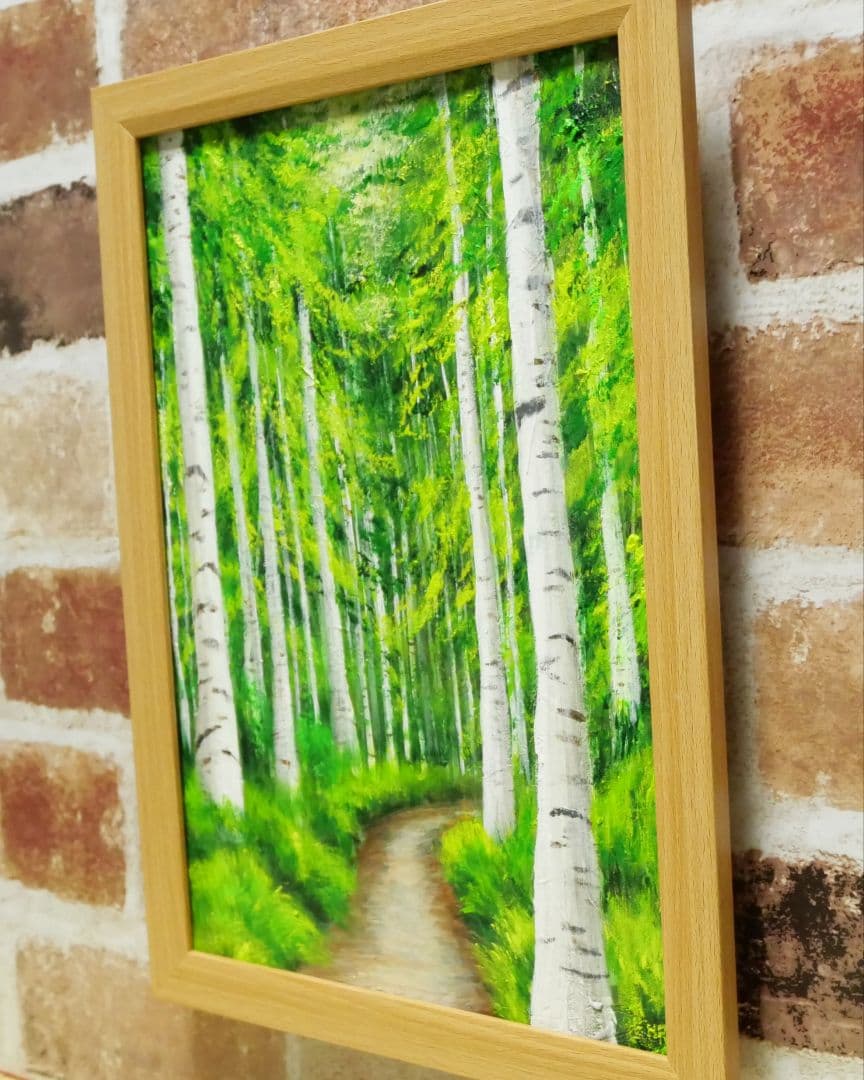 油絵 絵画 【白樺の道】