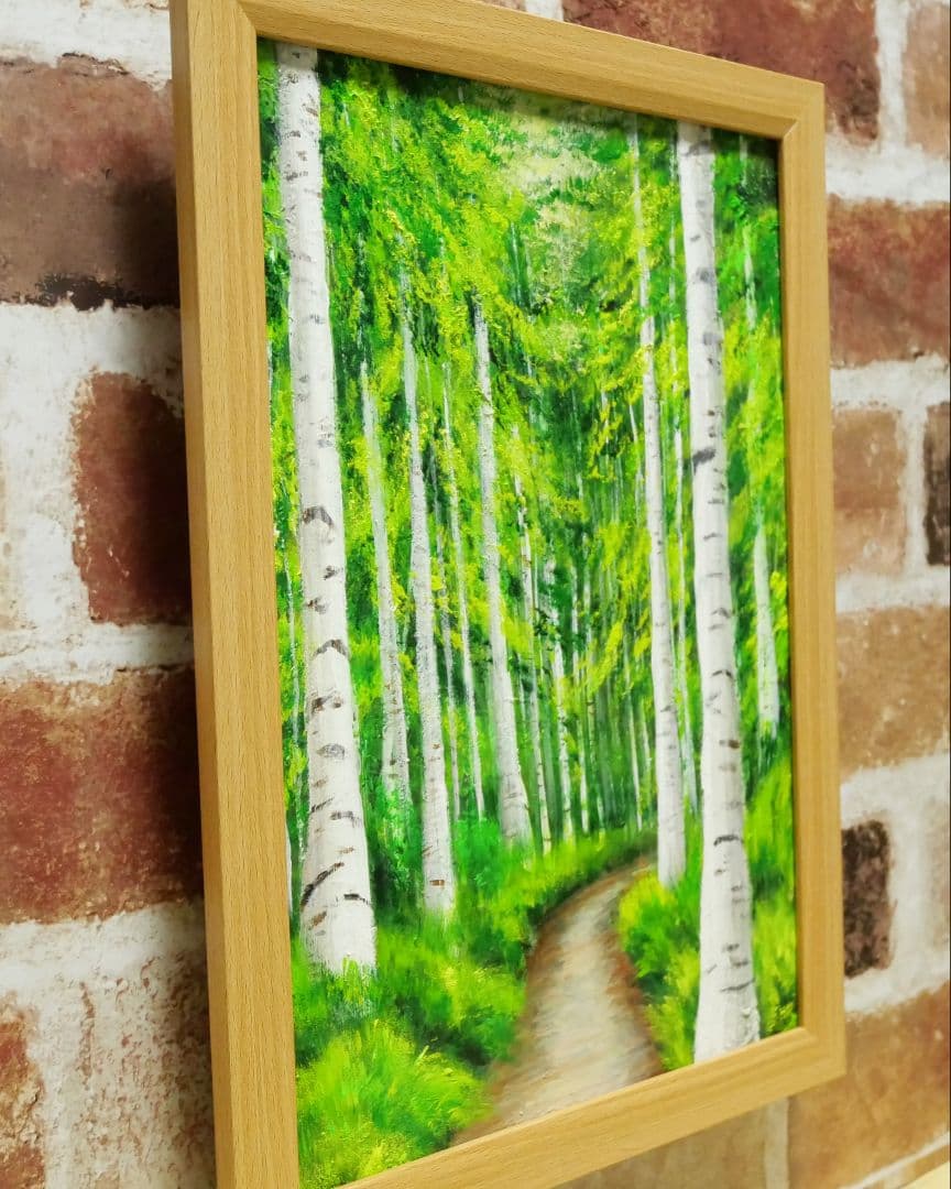油絵 絵画 【白樺の道】