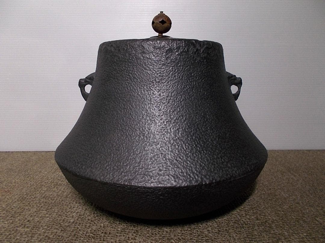 茶道具 富士釜 茶釜 真塗風炉型野々田電熱器 動作品 送料込み