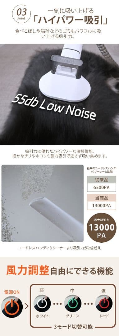 ペットバリカン【無線充電式ストレスフリー】 犬用 猫用 掃除機 5in1 静音