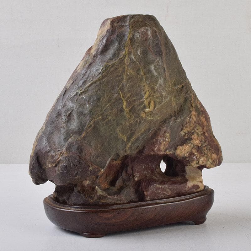 鑑賞石　天然石　赤石　赤玉石　葛屋　置物　約1319g　唐木台付　V　R9170