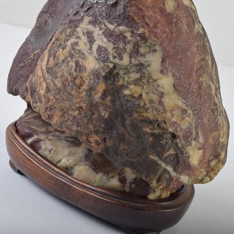 鑑賞石　天然石　赤石　赤玉石　葛屋　置物　約1319g　唐木台付　V　R9170