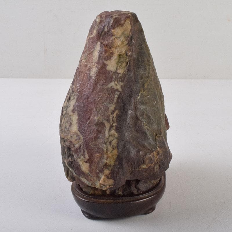 鑑賞石　天然石　赤石　赤玉石　葛屋　置物　約1319g　唐木台付　V　R9170