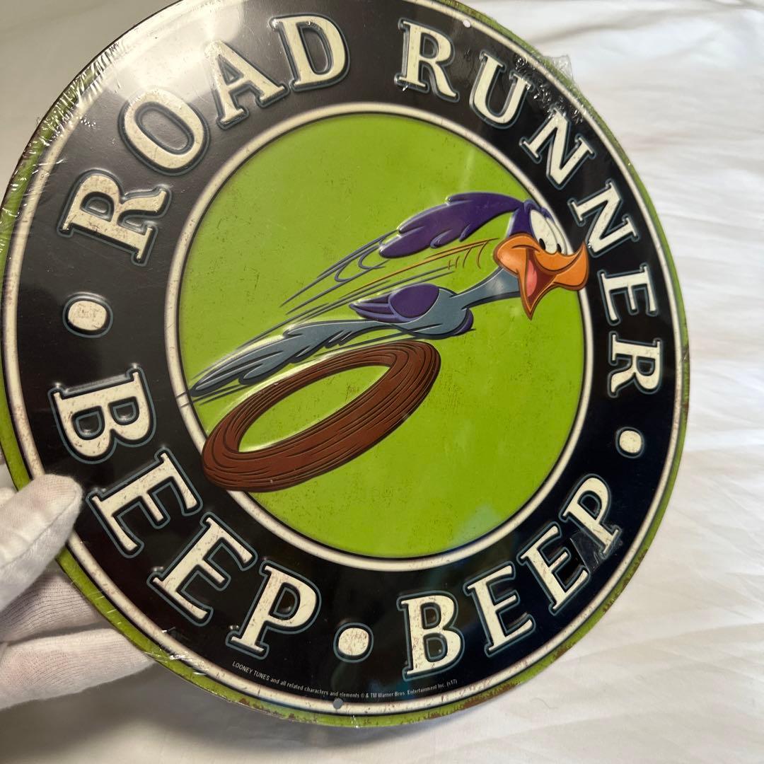 新品　廃盤　ロードランナー　ブリキプレート　円形　ルーニーテューンズ