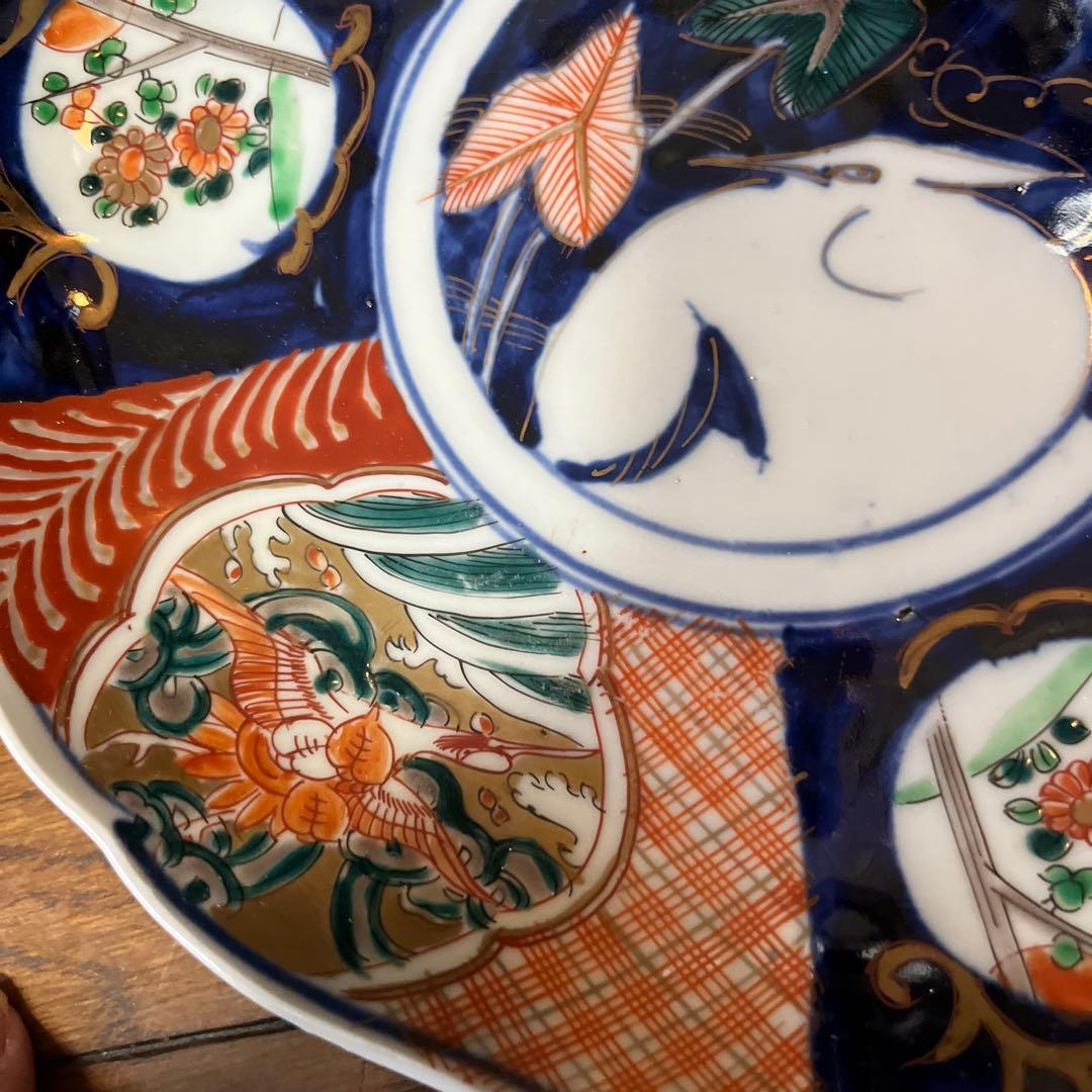 期間限定最終処分特価　古伊万里色絵　大皿五枚セット　完品　一枚おまけ　綺麗な状態