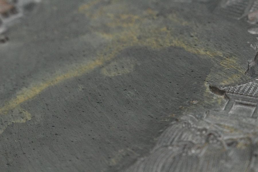 中国美術 文房具 端渓 硯 刻 庭園 箱付(K-LC730)