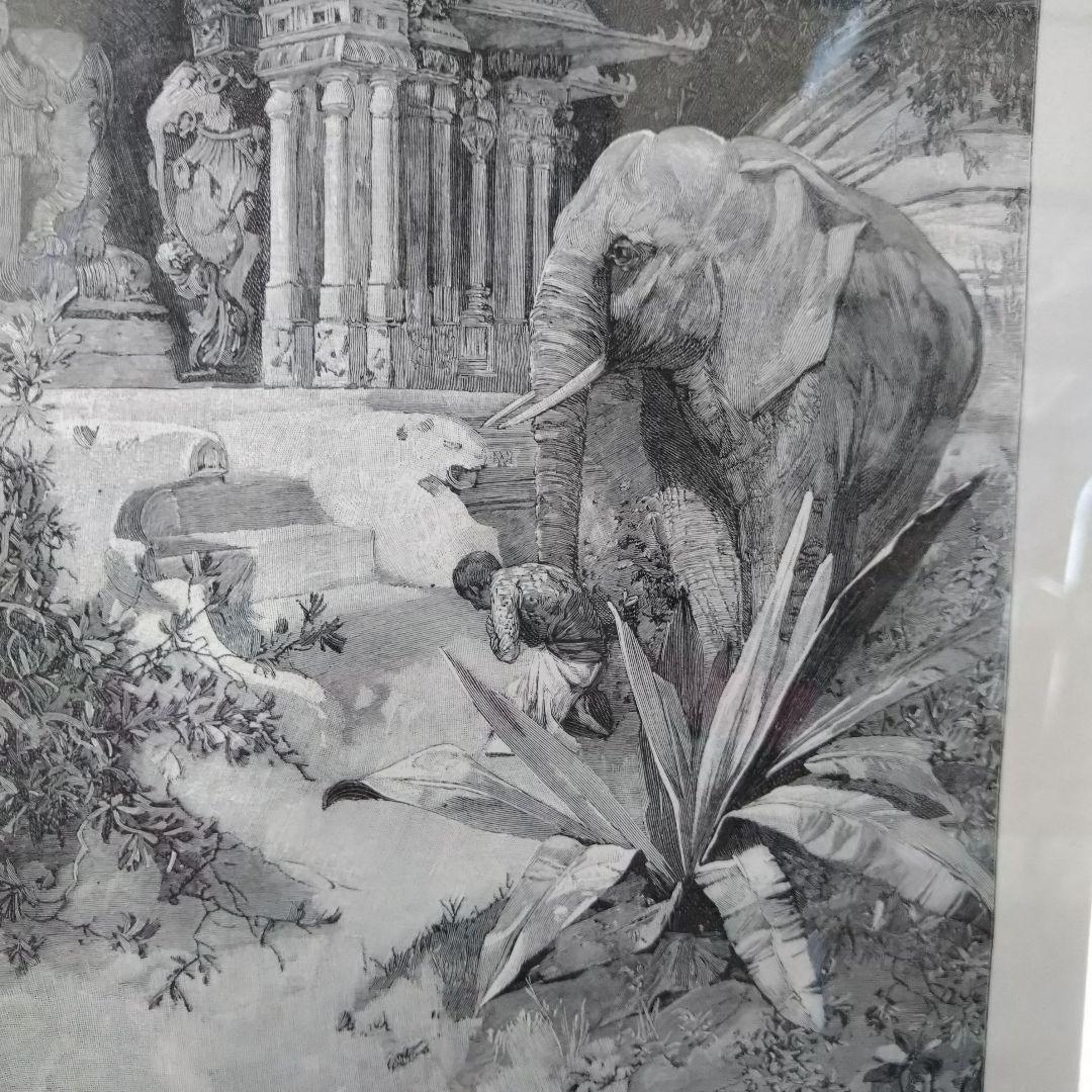 ＊アルフォンス・ミュシャ額装＊「白い象の伝説」初版挿絵リトグラフ③