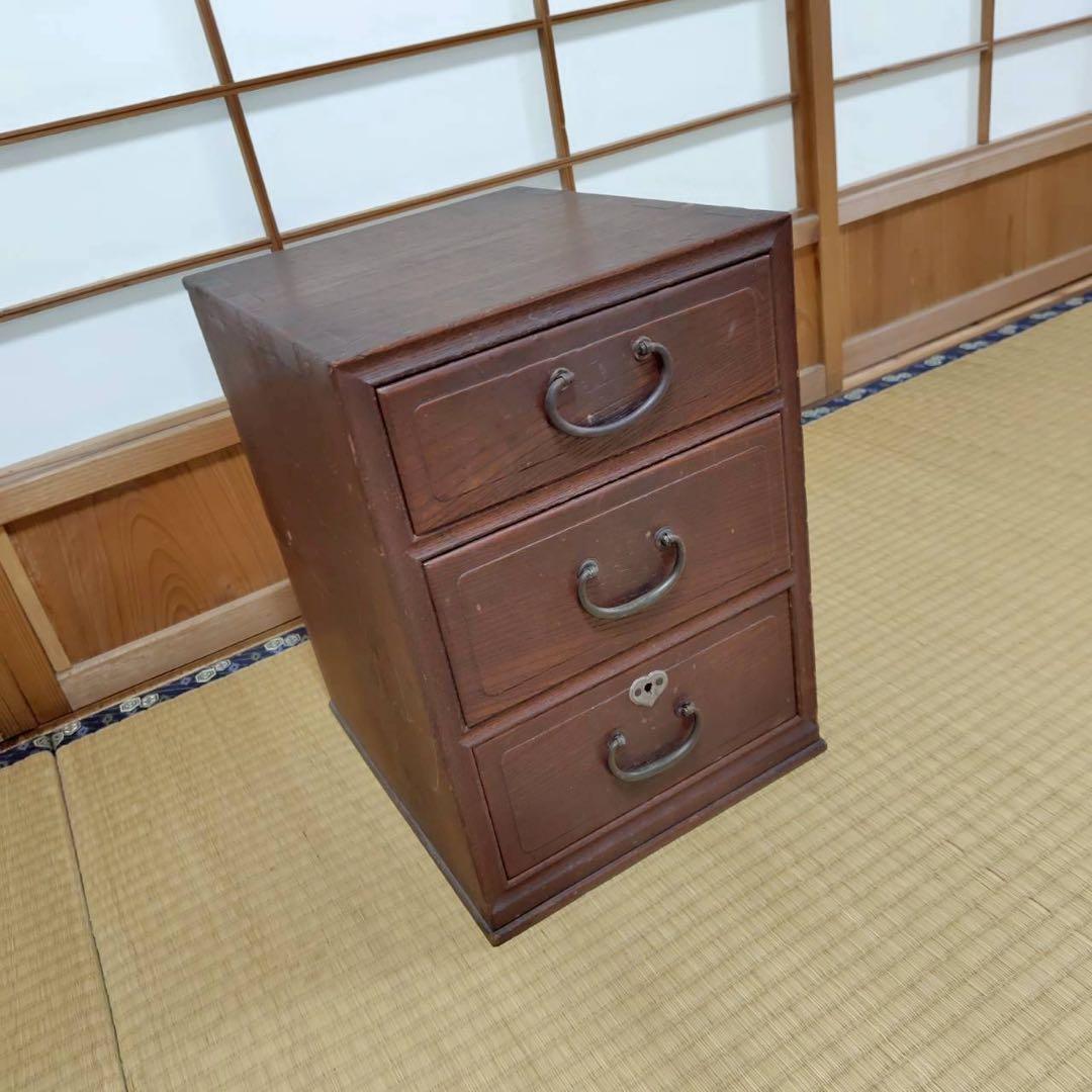 アンティーク ３段チェスト コンパクト タンス 年代物 お洒落 オシャレ 和風