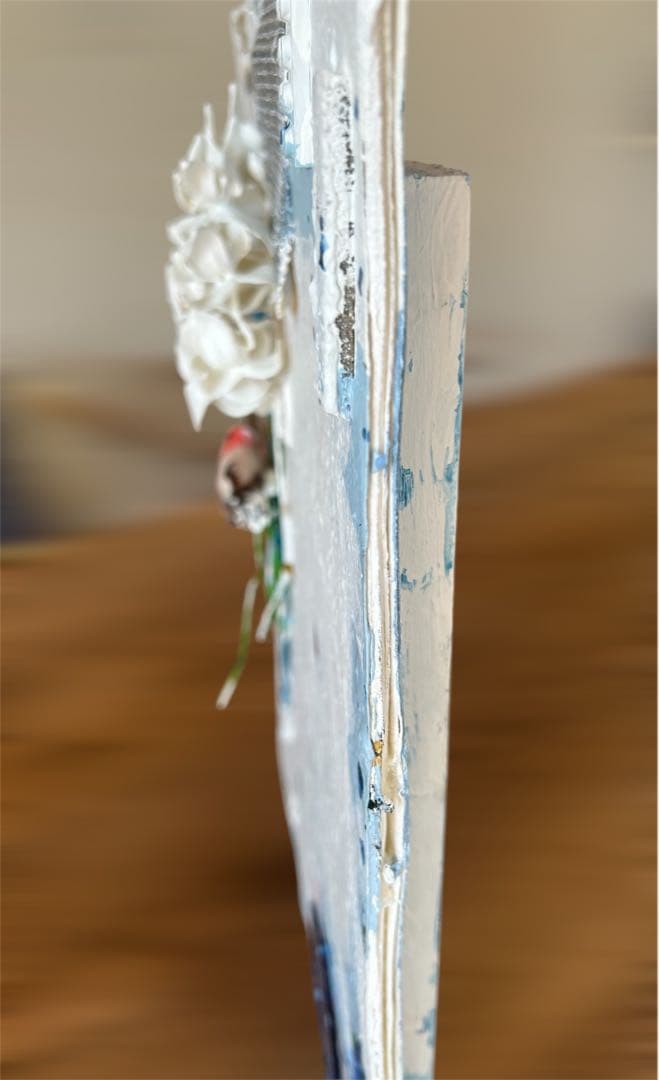 コラージュアート作品　ミクストミディア　和紙　ペイント　アメリカ