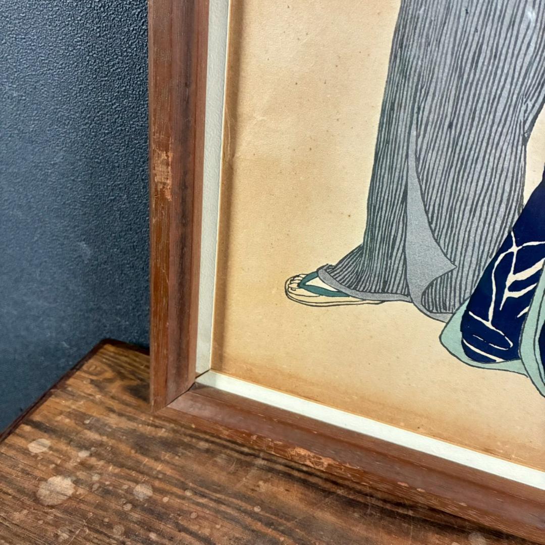 竹久夢二「梅川忠兵衛」木版画 やなぎや版 柳屋 1920年 大正ロマン 希少版画