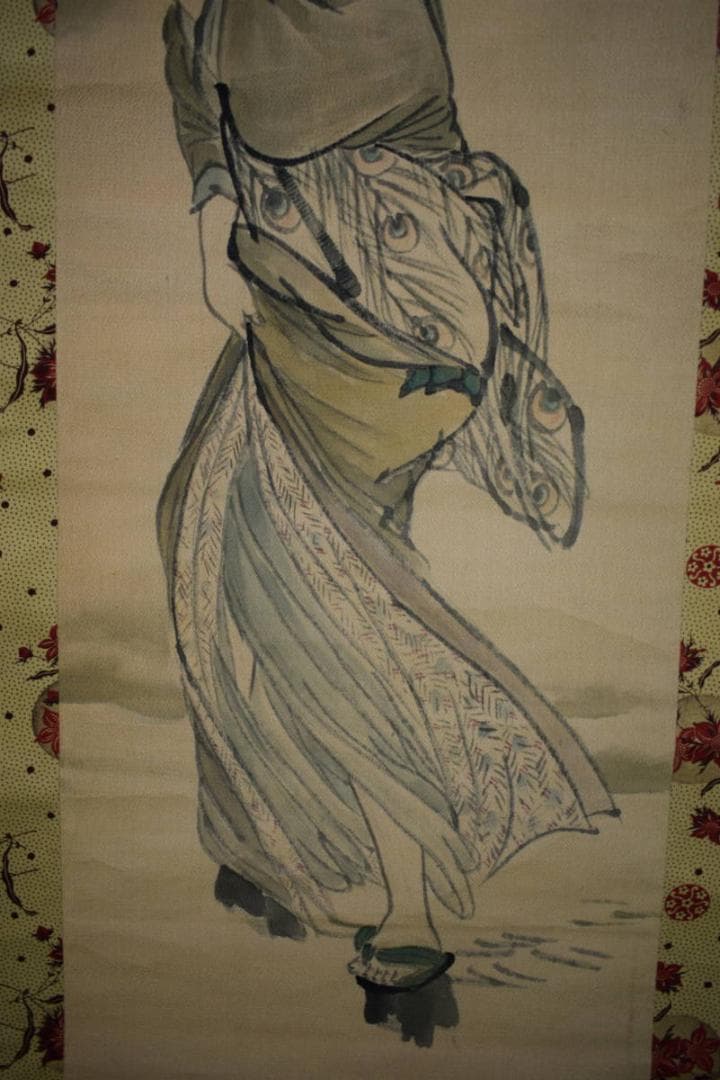 不詳/作者不明/雪中美人図/布袋屋掛軸HH-200