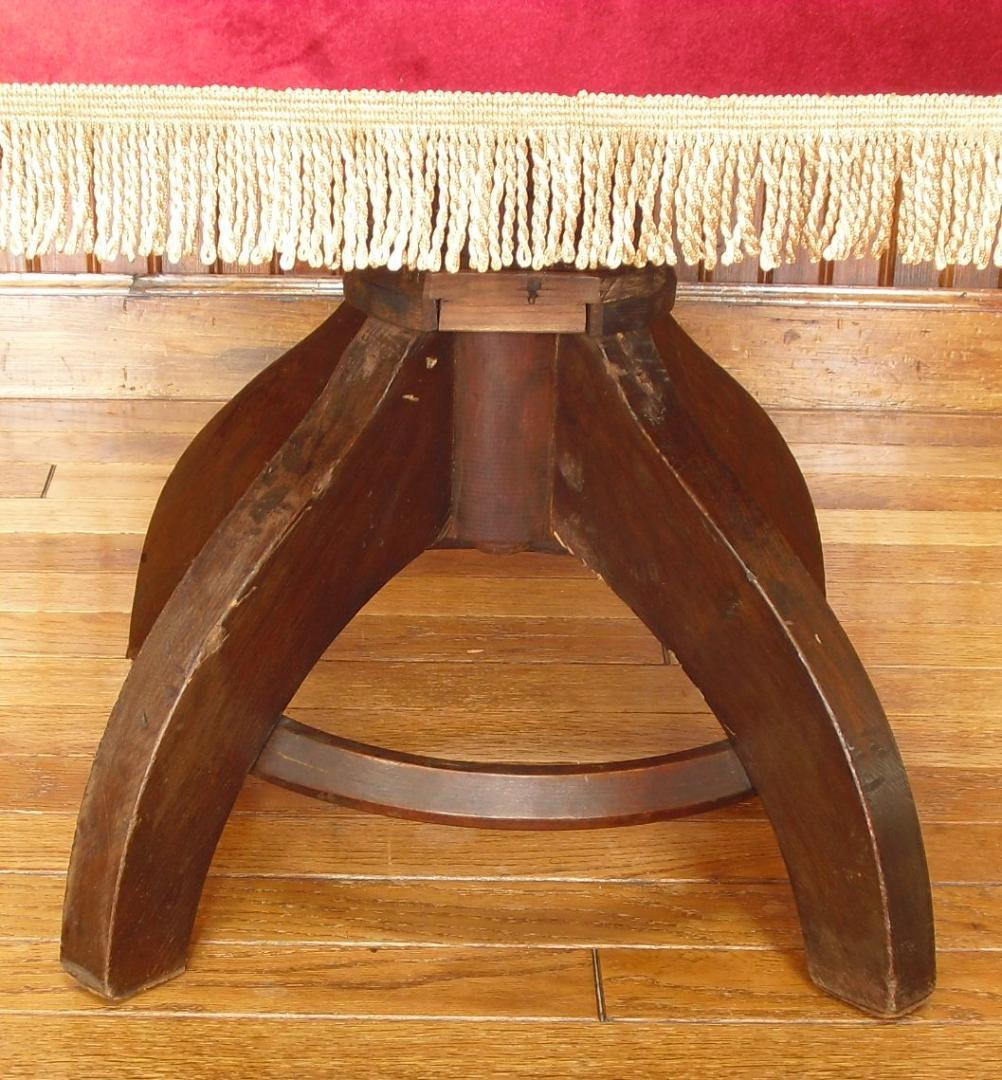 アンティーク ドクターチェア☆木製 回転椅子☆手触り良いベルベット/ビロード張り