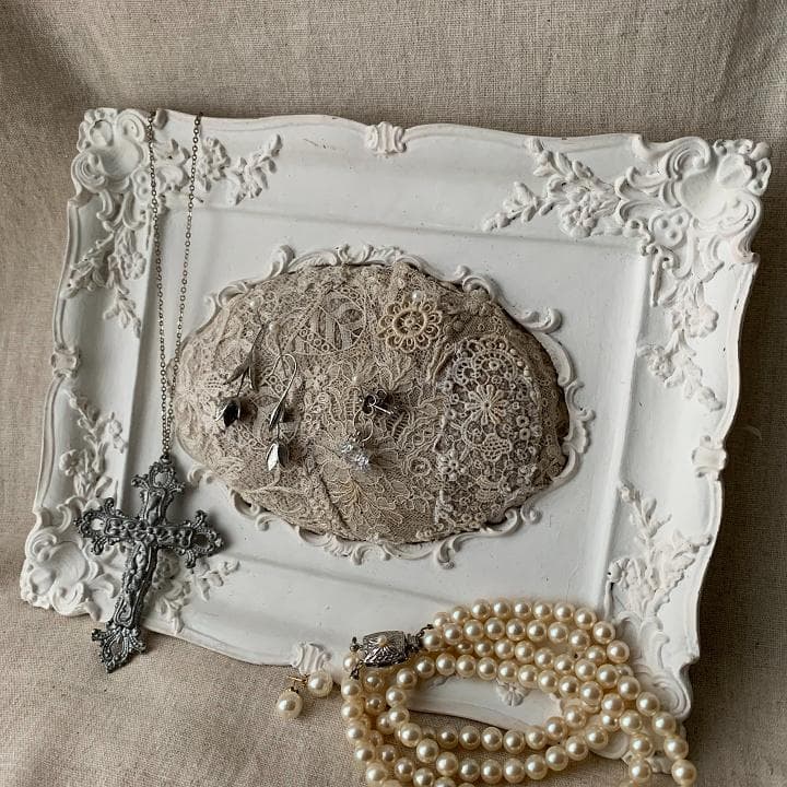 フランスアンティークレース コラージュ フレーム アクセサリースタンド