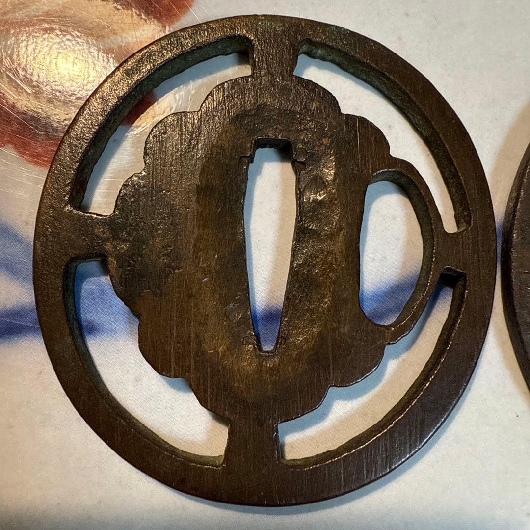 江戸時代　鍔 風景　空山海模様2個セット　「あき3」