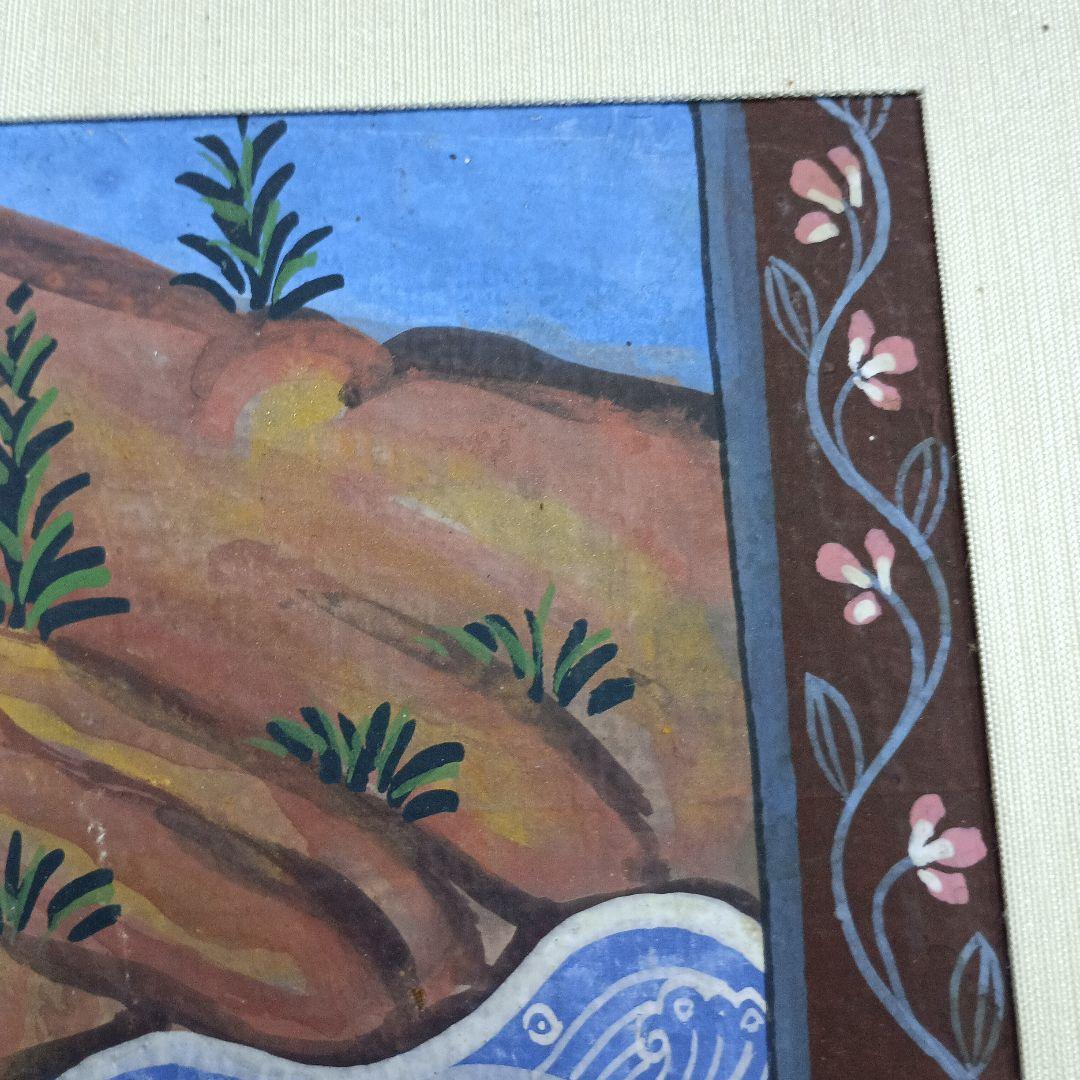 4446)タイの寺院画・宗教画？？？　水彩系の直筆　詳細不明