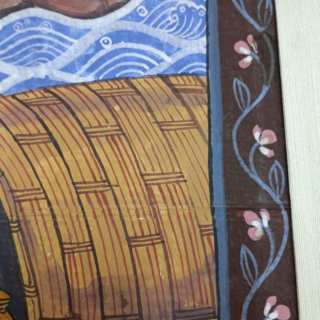 4446)タイの寺院画・宗教画？？？　水彩系の直筆　詳細不明